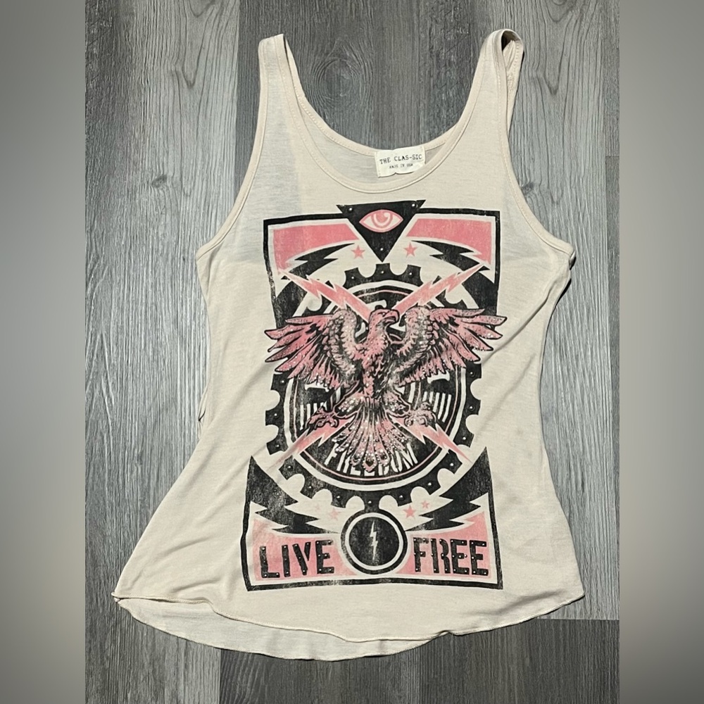 The Classic Live Free Women's Tank Top - Pink and Cream